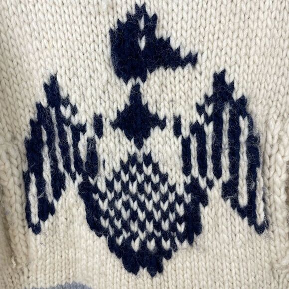 Handmade Unisex 100% Wool Duck Cowichan Pullover Sweater Size L - Picture 4 of 6